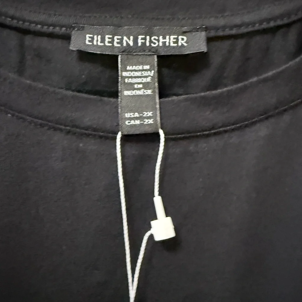 eiledn fisher sleeveless dress with soft gathing at waist and side pockets - Picture 2 of 6